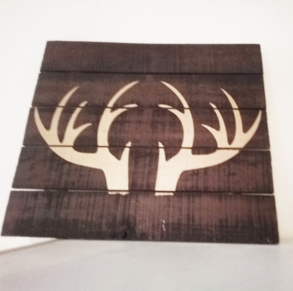 Deer antler rustic wooden decoration